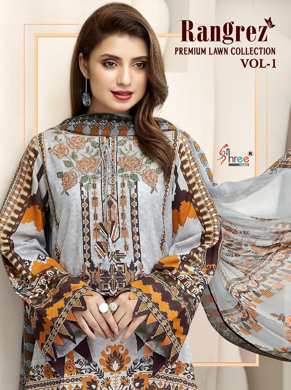 shree fab rangrez vol 1 pure lawn exclusive colours cotton dupatta salwar suit catalog