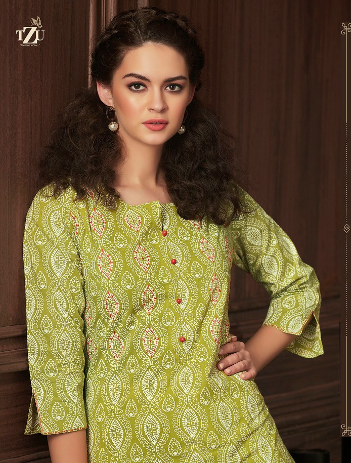 tzu rehana cotton authentic fabric kurti with plazzo catalog