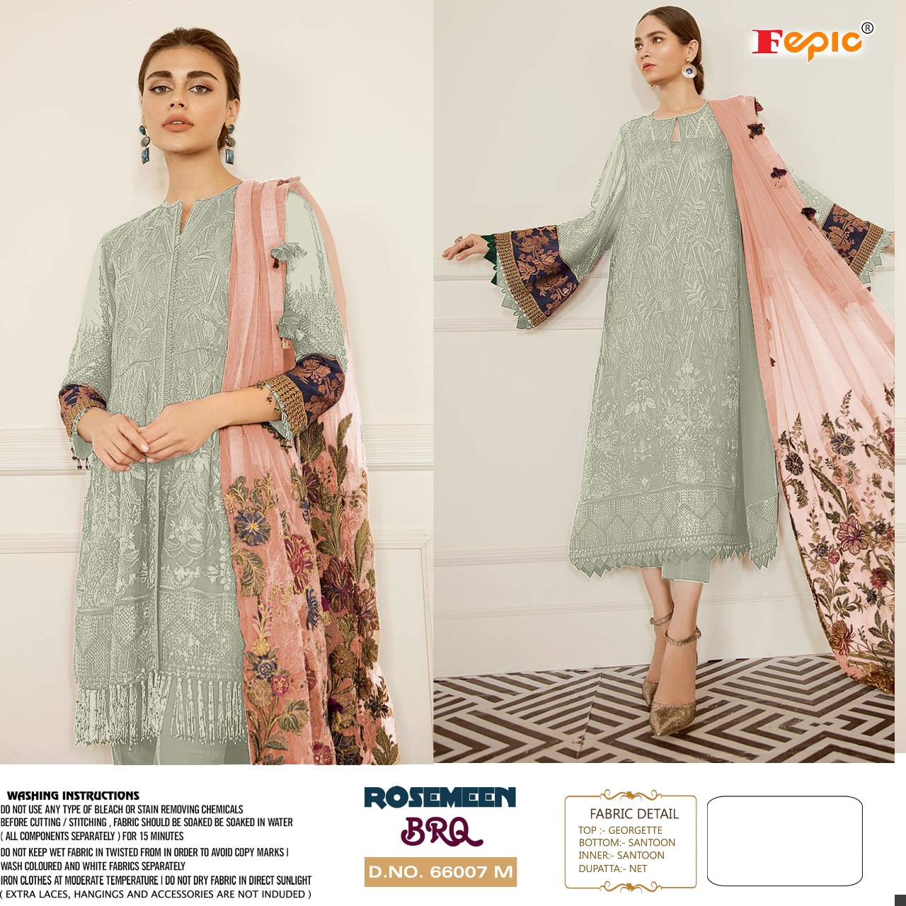 fepic rosemeen d no 66007 m georgette decent look salwar suit singal