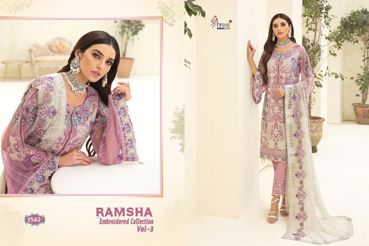 shree fab ramsha embroidered collecation vol 3 d no 1562 salwar suit singal