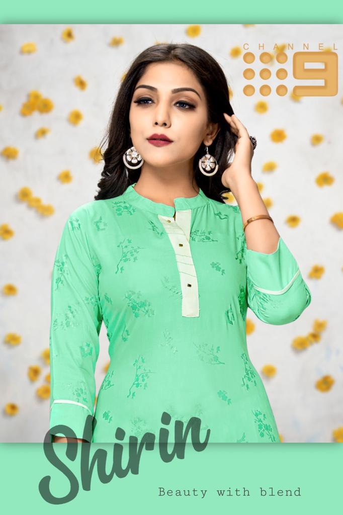 channel 9 shirin rayon catchy look kurti with  plazzo catalog