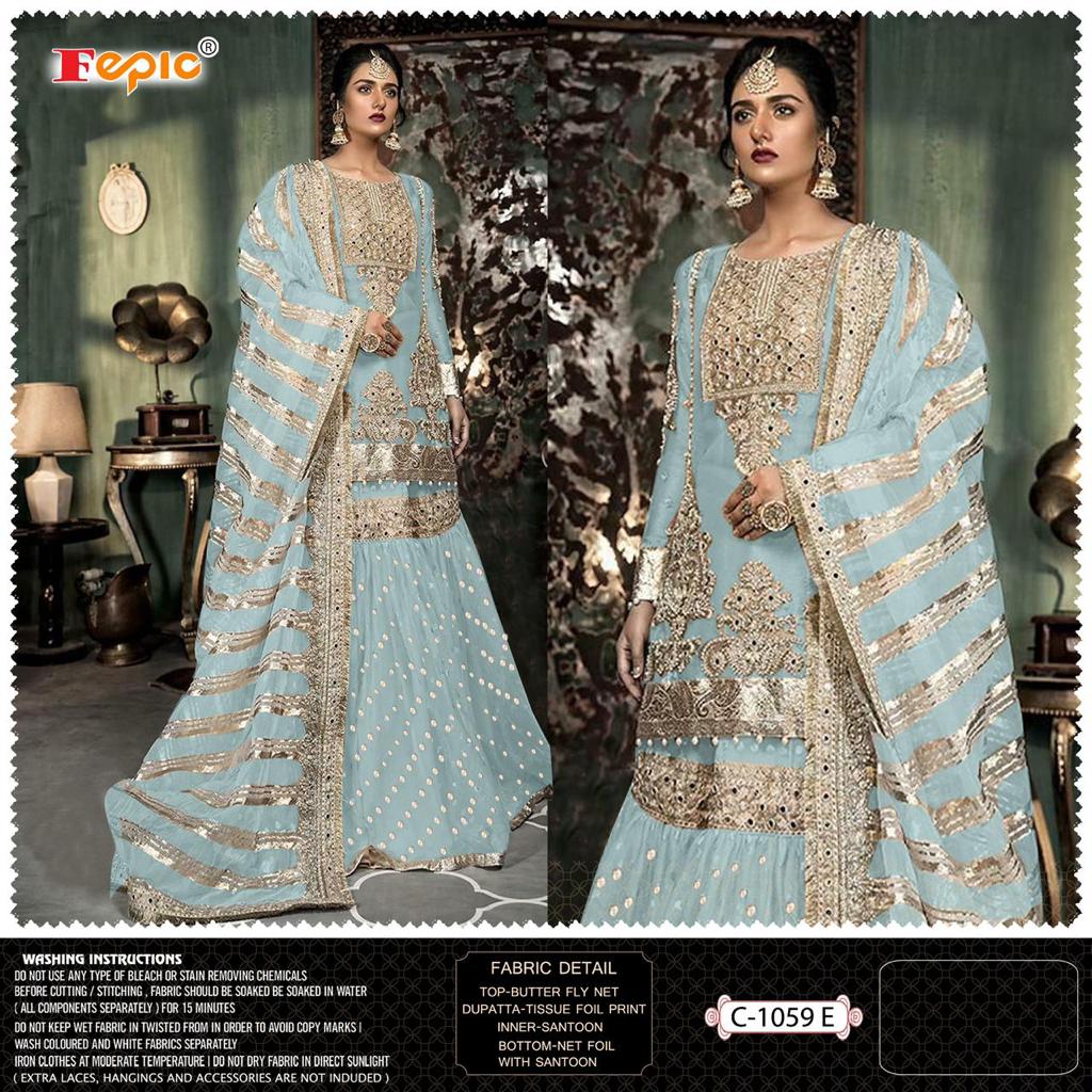 Fepic Rosemeen  C 1059 E   BUTEERFLAY NET  Look Salwar Suit Singal