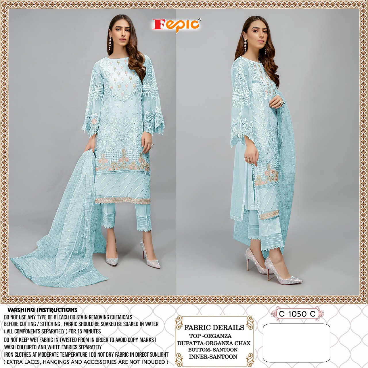 FEPIC Rosemeen C 1050 C Salwar Kameez Organza Singles