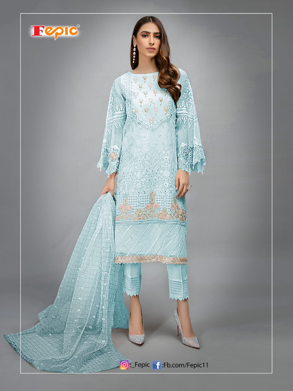 fepic rosemeen c 1050 organza elegant salwar suit catalog