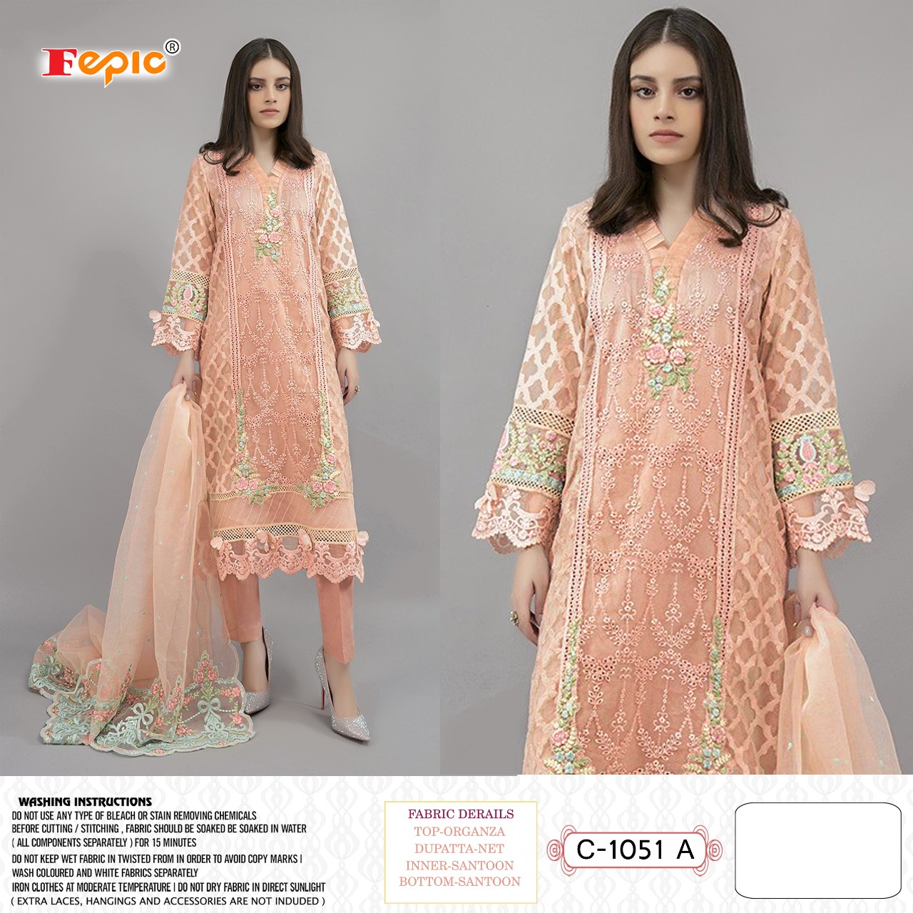 FEPIC Rosemeen C 1051 A Salwar Kameez Organza Singles