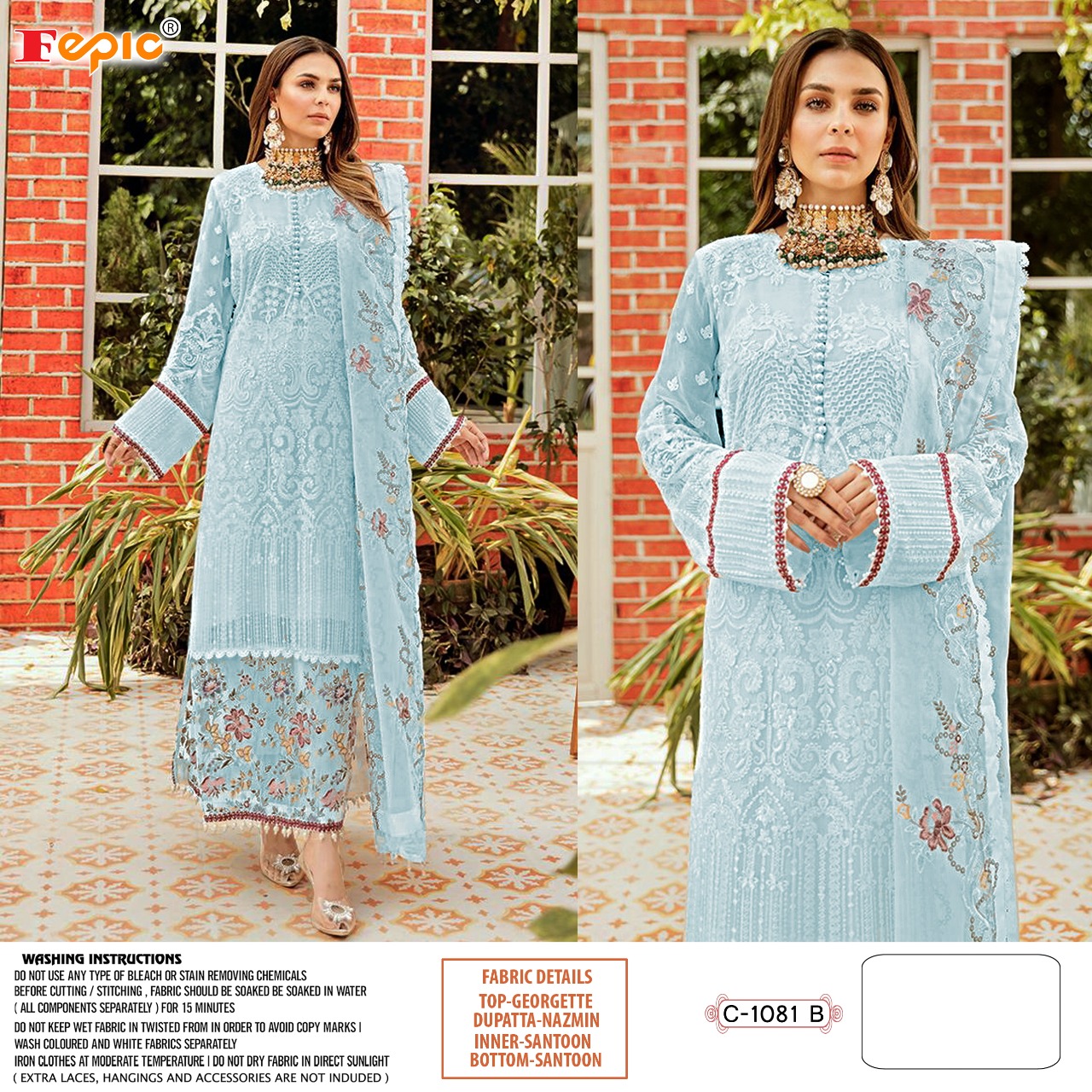 FEPIC Rosemeen c 1081 B Salwar Kameez Georgget Singles