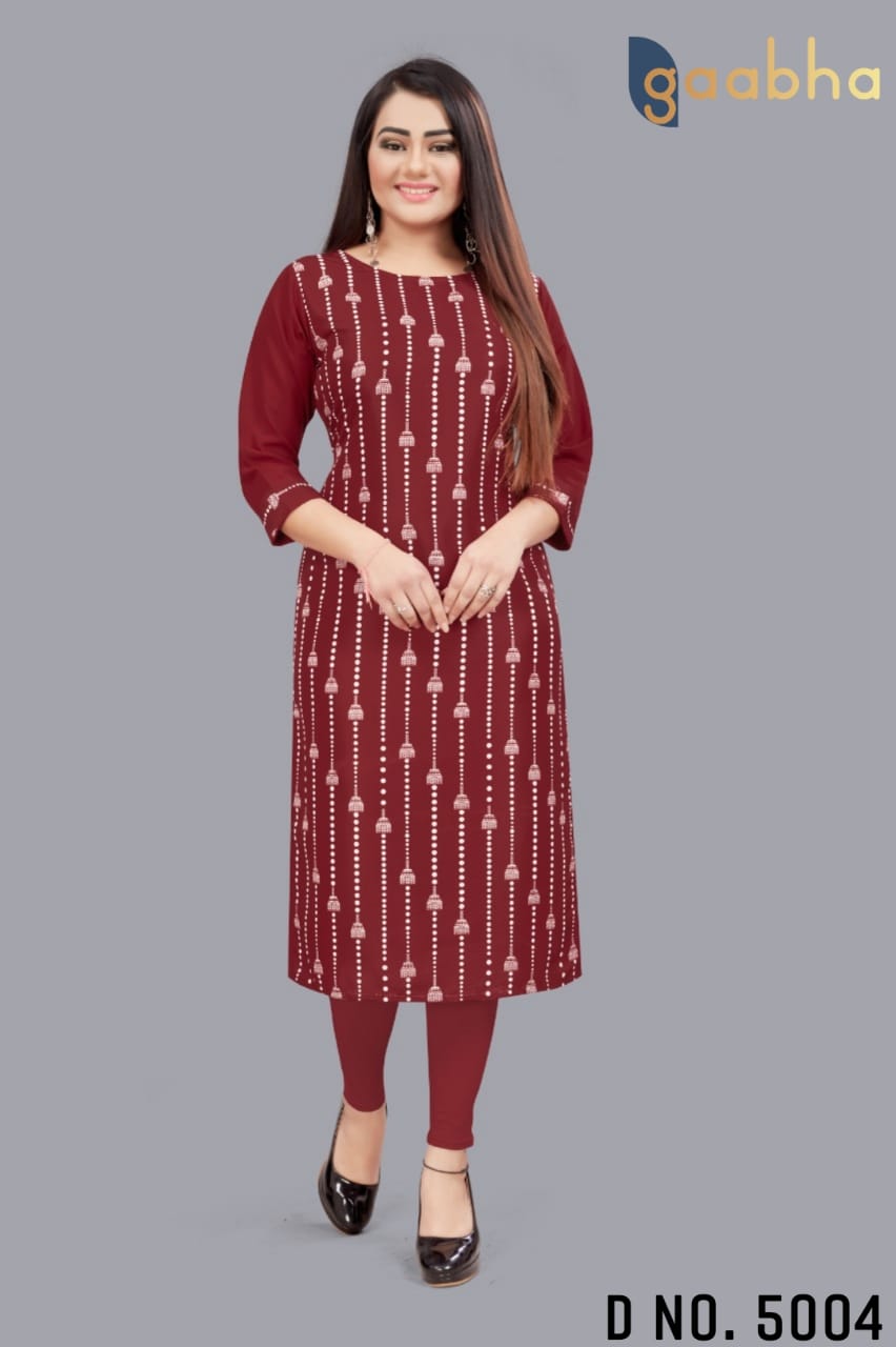 gaabha 5000 series d no 5004 polyester catchy look kurti size set