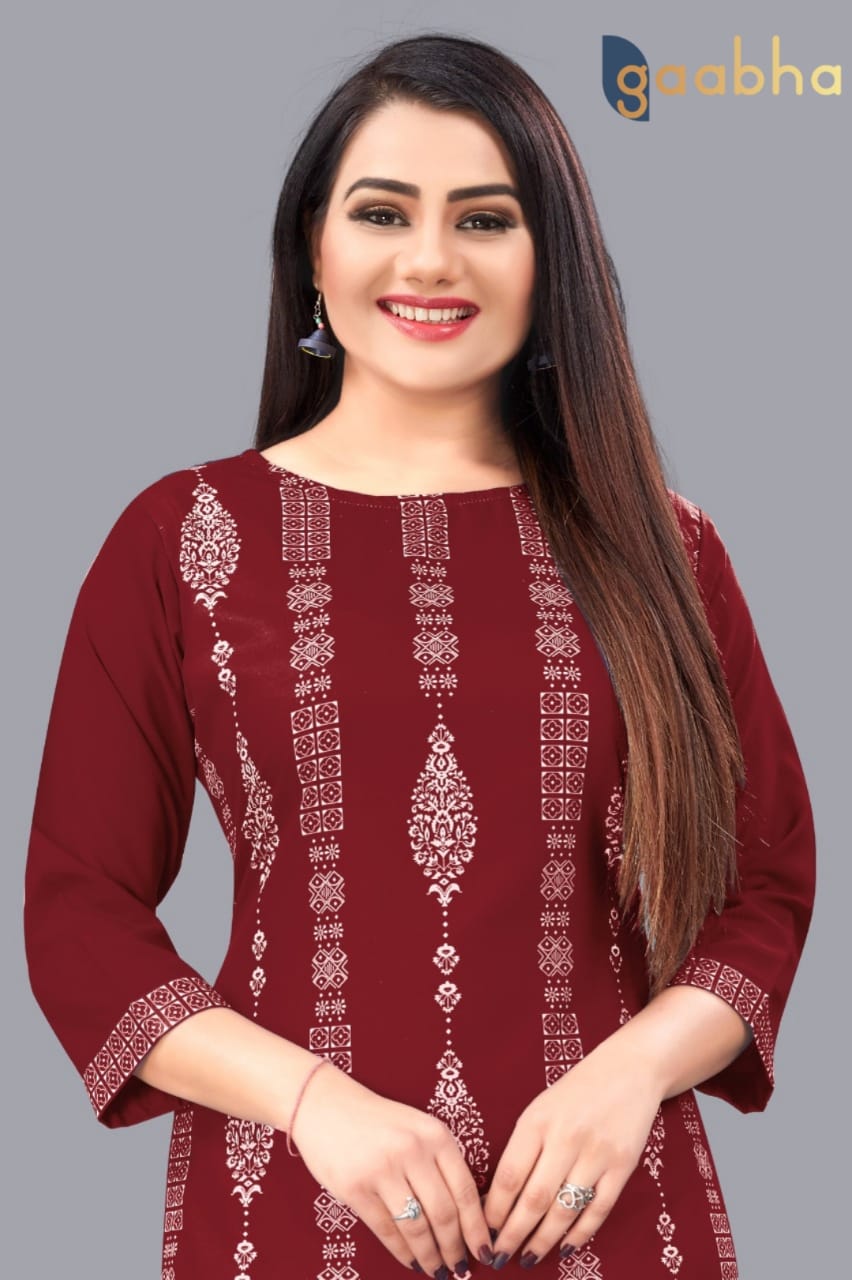 gaabha 5000 series d no 5006 polyester catchy look kurti size set