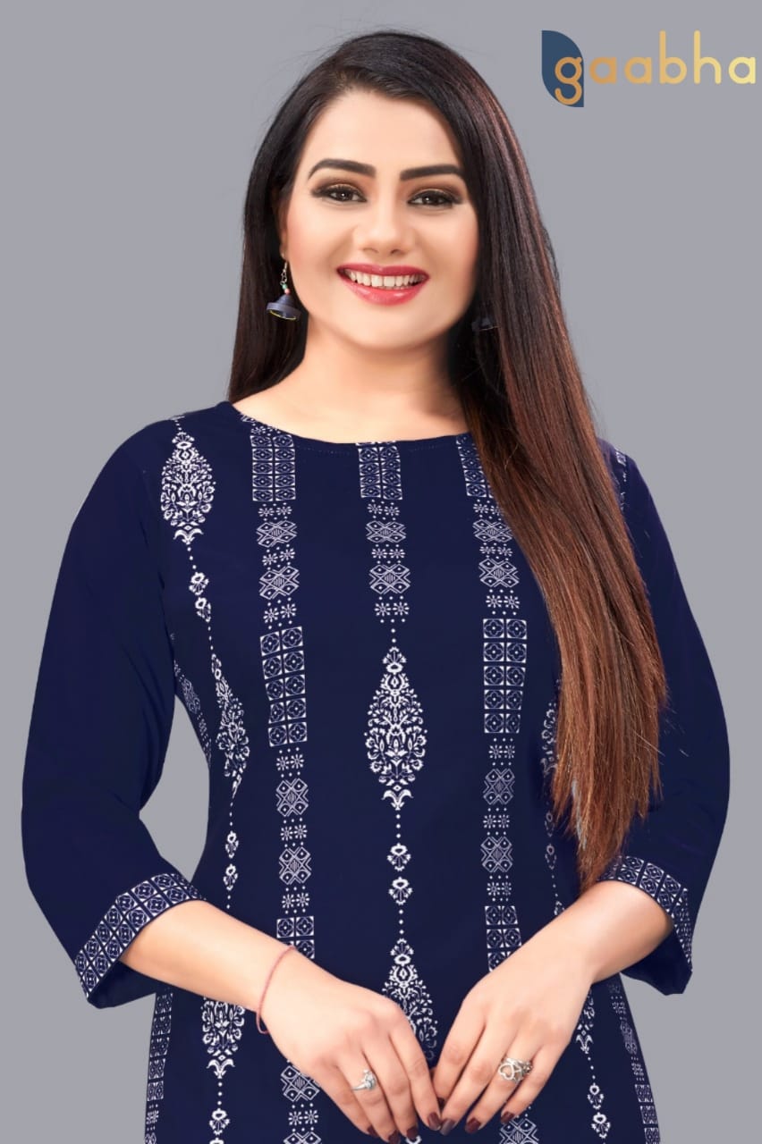 gaabha 5000 series d no 5007 polyester decent work kurti size set