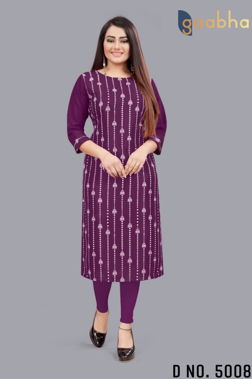 gaabha 5000 series d no 5008 polyester decent look kurti size set