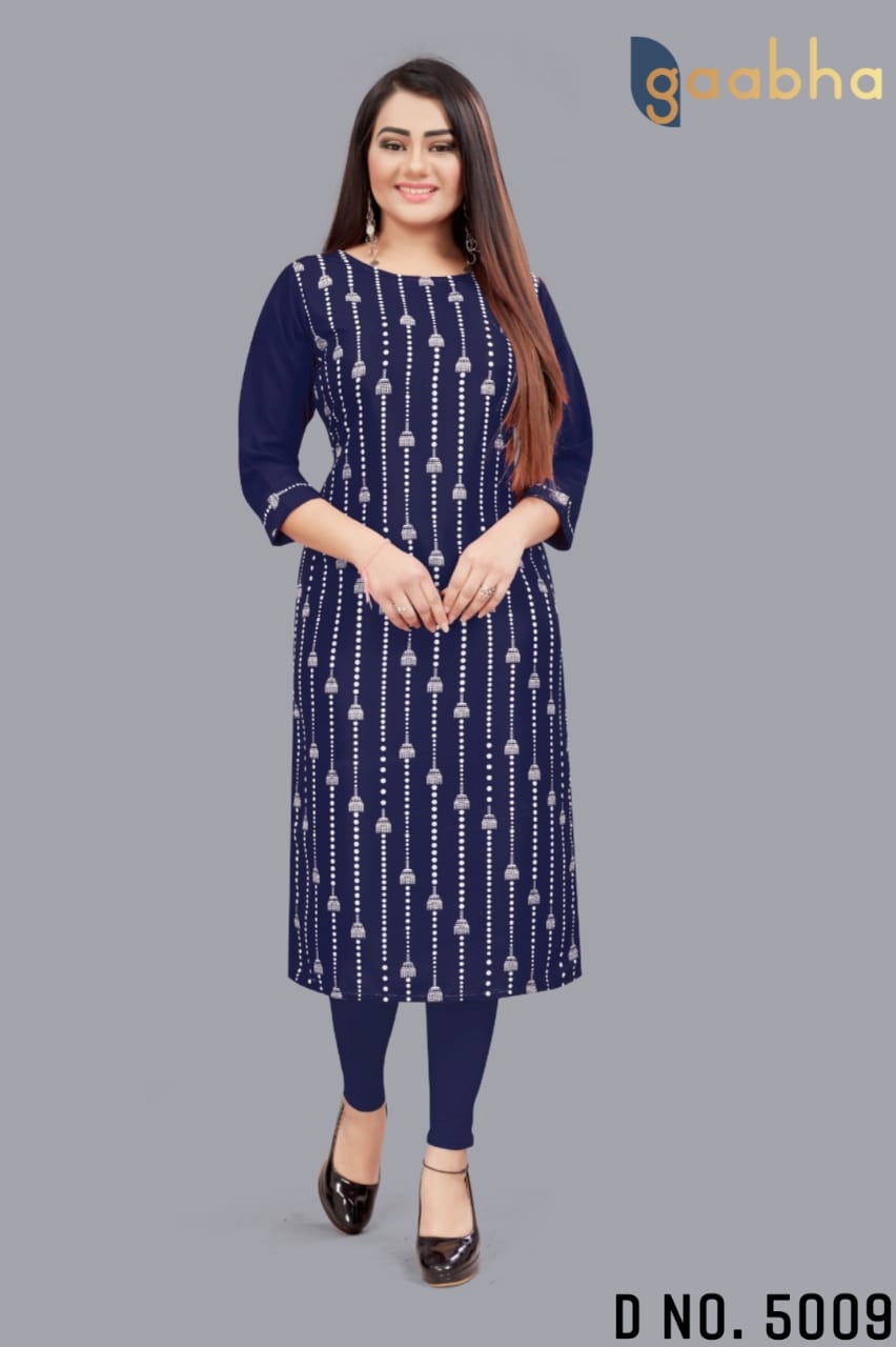 gaabha 5000 series d no 5009 polyester simpel look kurti size set