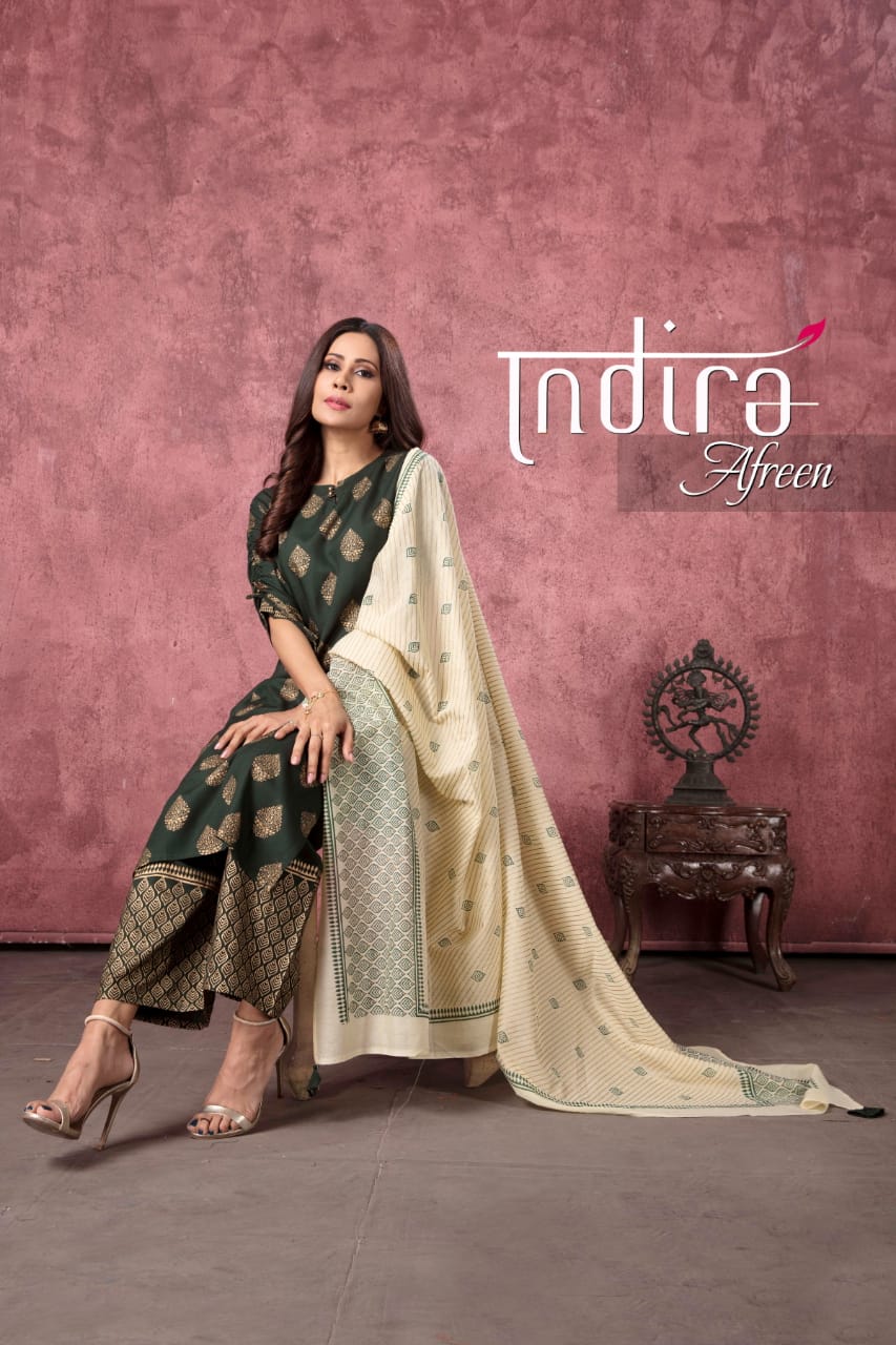 indira afreen rayon attrective print kurti Bottom with dupatta catalog