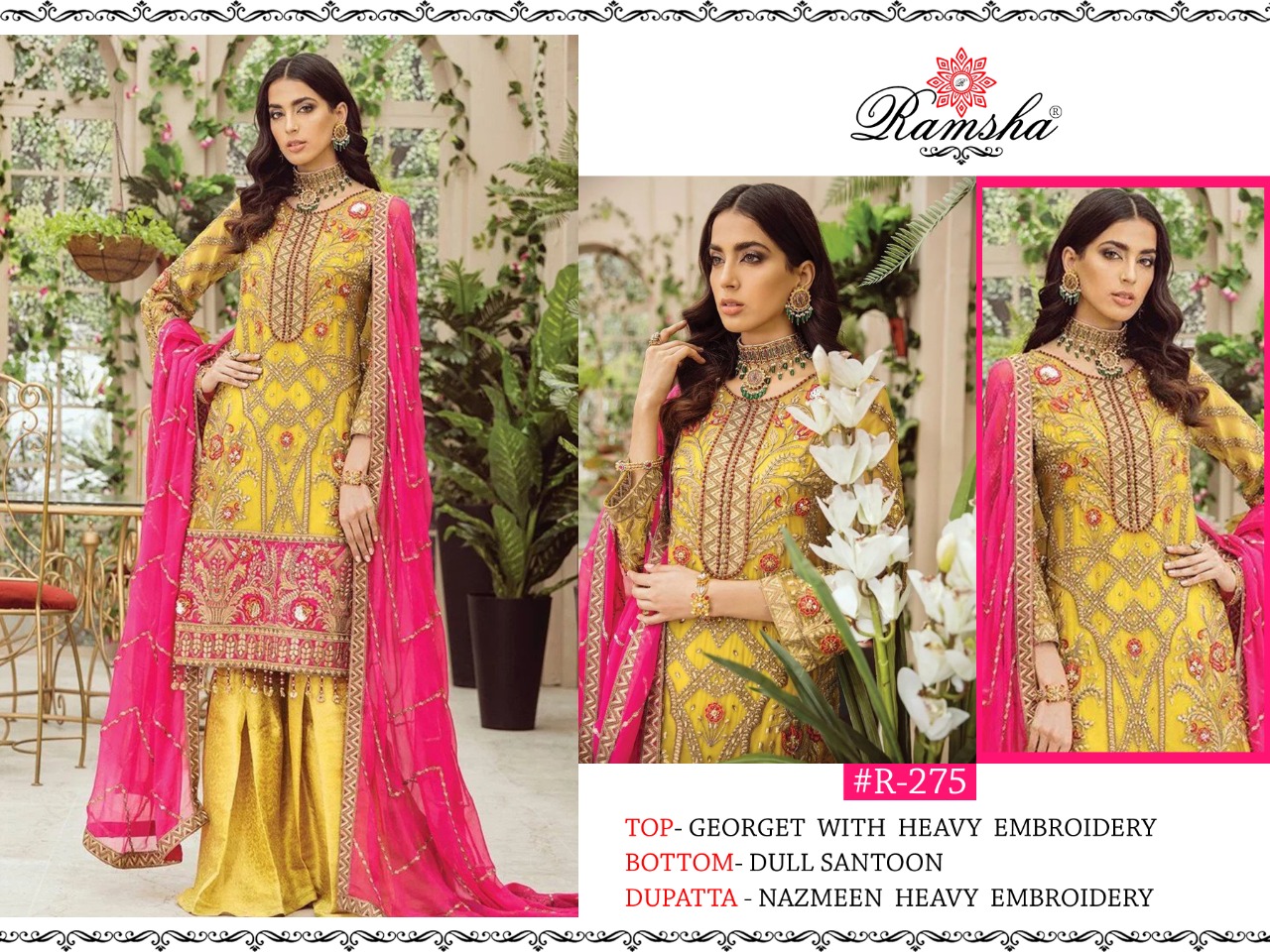 Ramsha  r-275 Salwar Kameez Georgget Singles