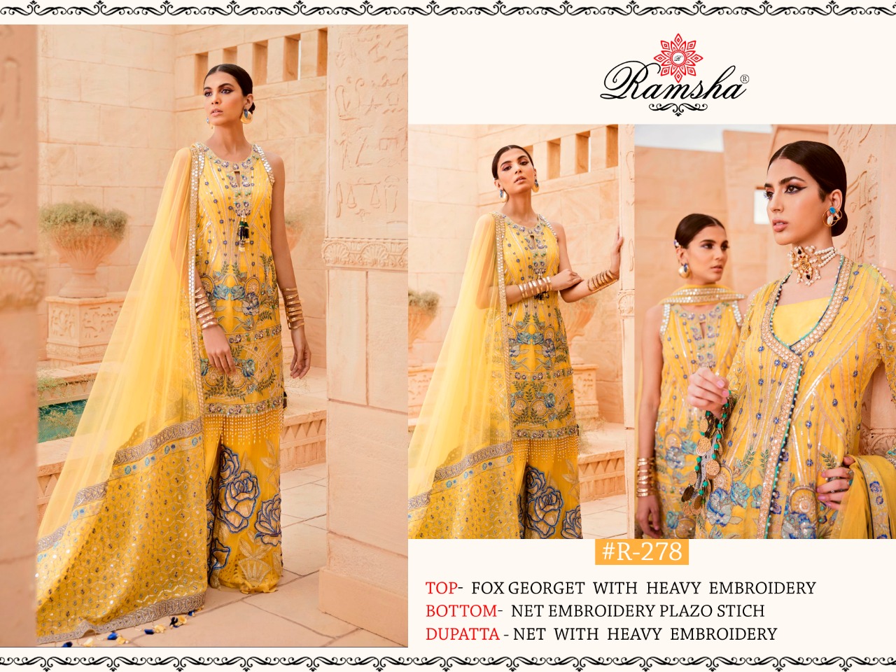 Ramsha  r-278 Salwar Kameez Georgget  /net Singles