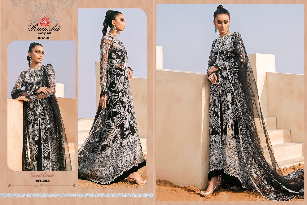 Ramsha  r-282 Salwar Kameez Net Singles