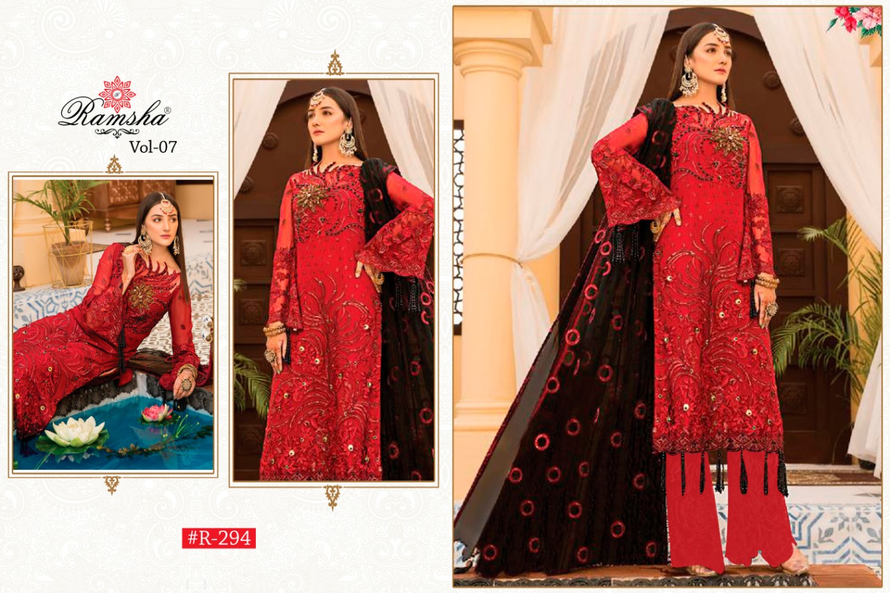 Ramsha RAMSHA R-294 Salwar Kameez Georgget  /net Singles