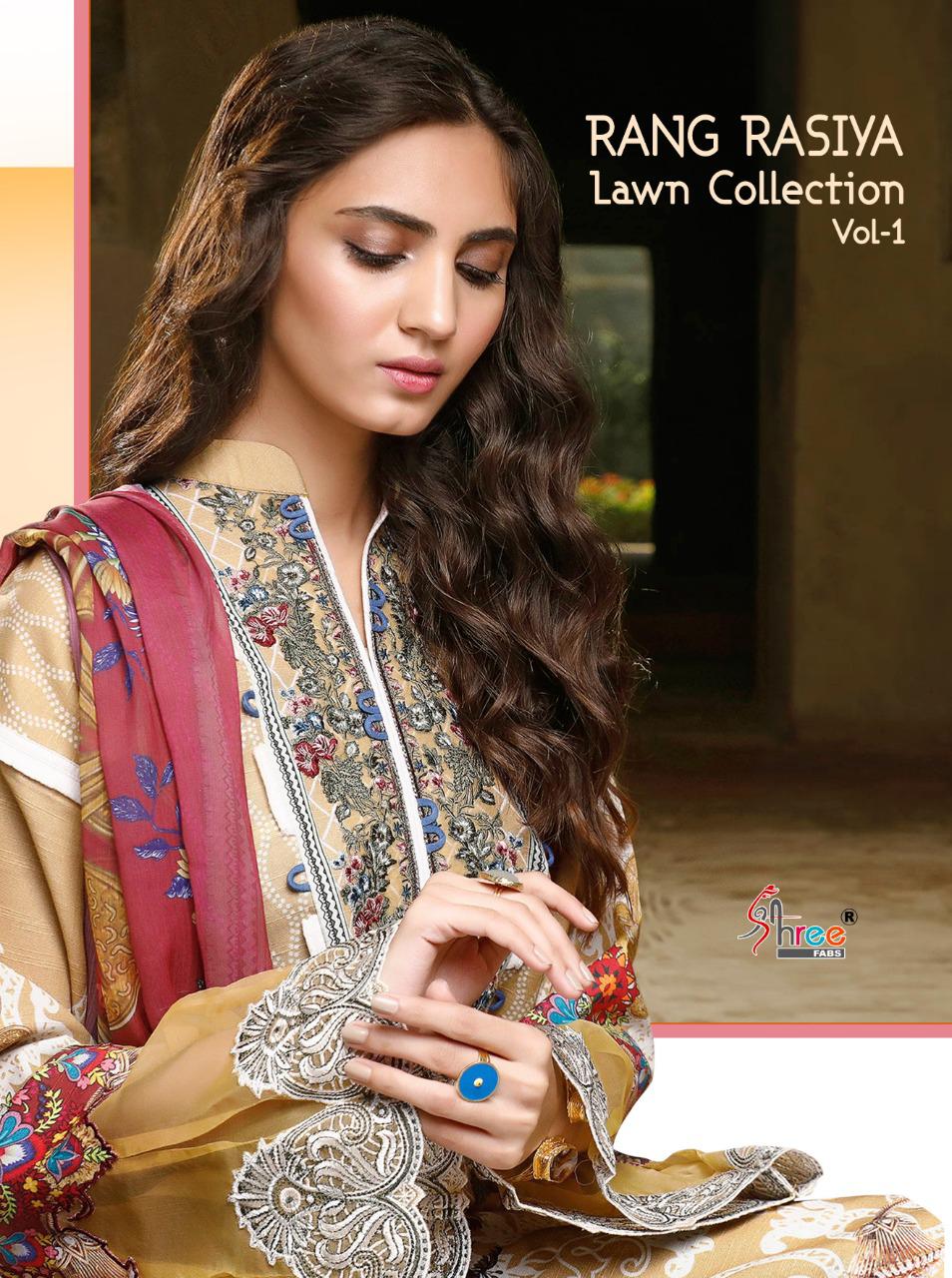 shree fab rangrasiya lawn collesction vol 1 cotton attrective print cotton dupatta salwar suit catalog