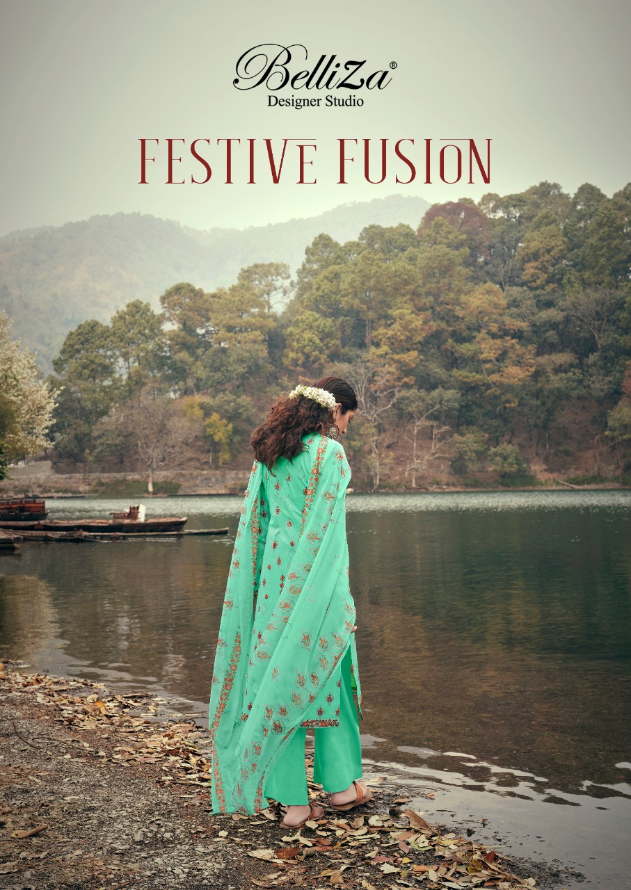 belliza designer studio festive fusion cotton attrective print and colour salwar suit catalog