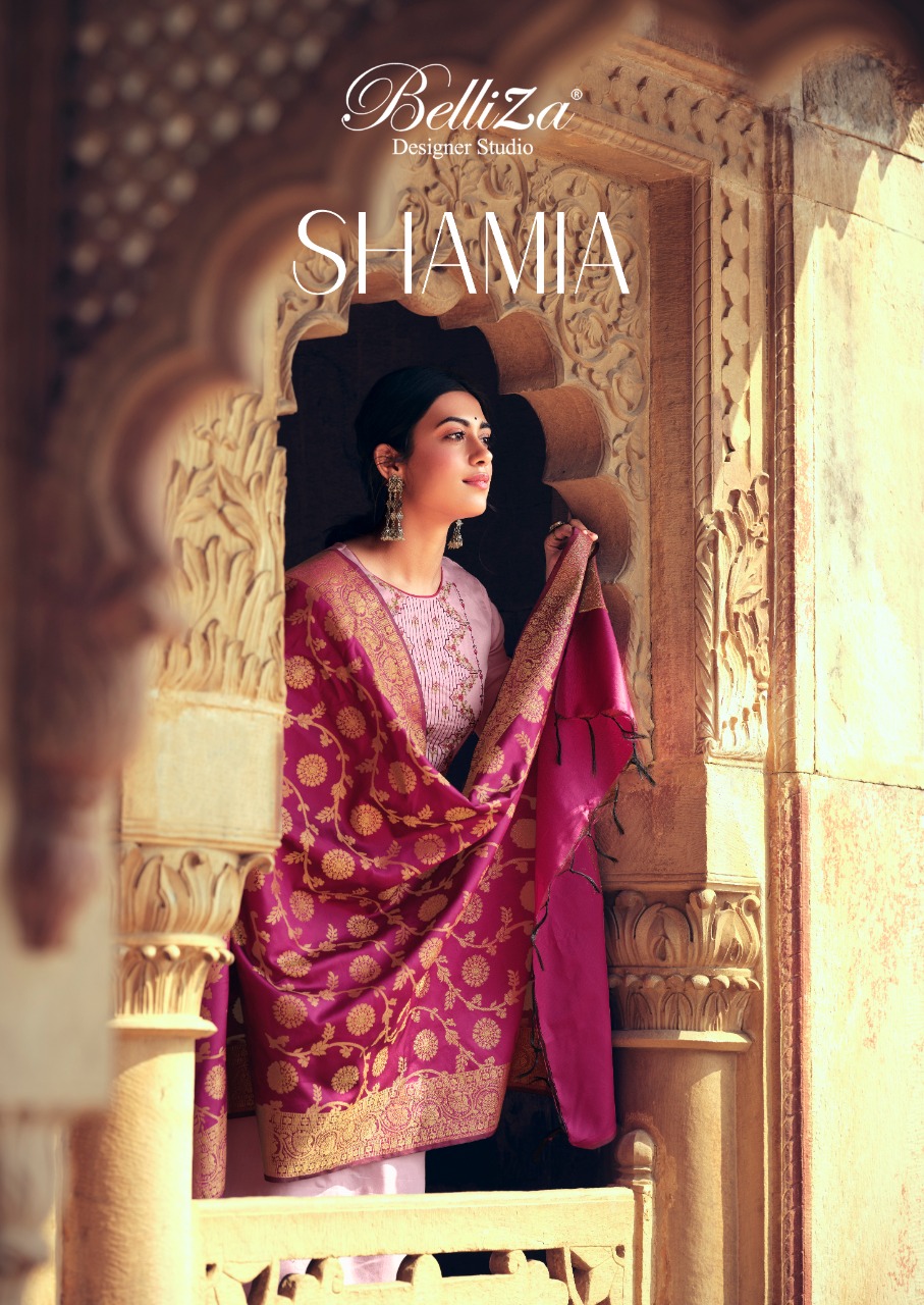 belliza designer studio Shamia cotton authentic fabric salwar suit catalog