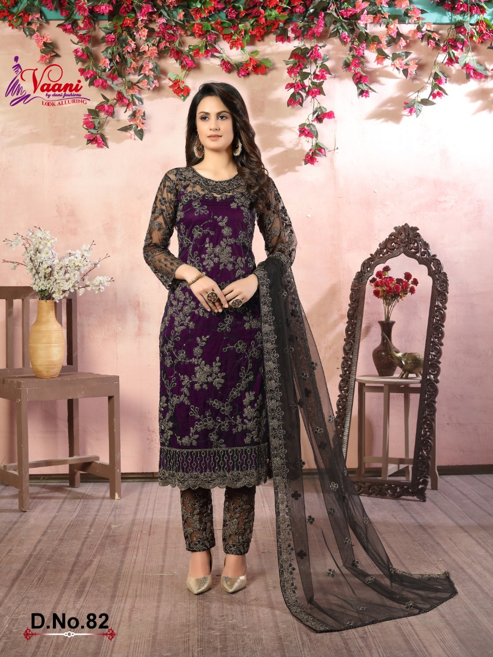 dani vaani vol 8 d no 82 net gorgeous look salwar suit single