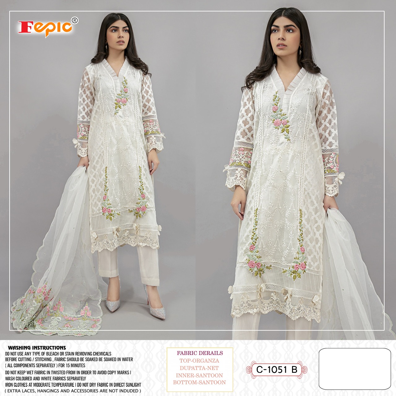 FEPIC Rosemeen C 1051 b Salwar Kameez Organza Singles