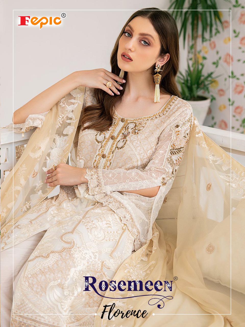 fepic rosemeen florence georgette regal look salwar suit catalog