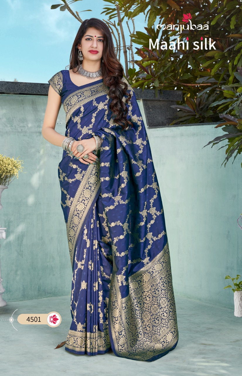 manjubaa clothing maahi silk 4501 silk festive look saree single