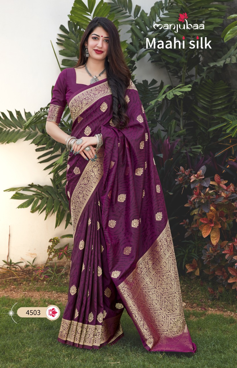 manjubaa clothing maahi silk 4503 silk regal look saree single