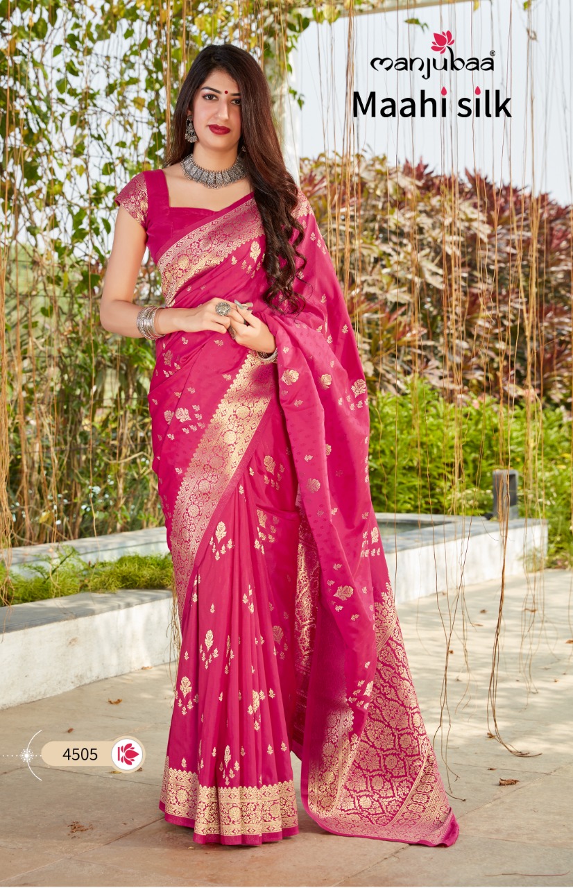 manjubaa clothing maahi silk 4505 silk attrective look saree single