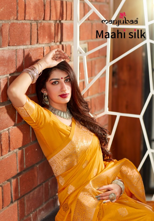 manjubaa clothing maahi silk series 4501 to 4508 elegant saree catalog