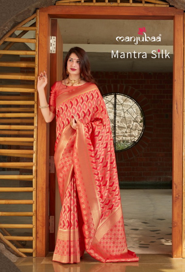 manjubaa clothing mantra silk series 4801 to 4806 elegant saree catalog