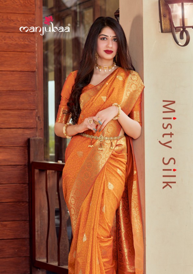 manjubaa clothing misty silk series 4401 to 4410 elegant saree catalog