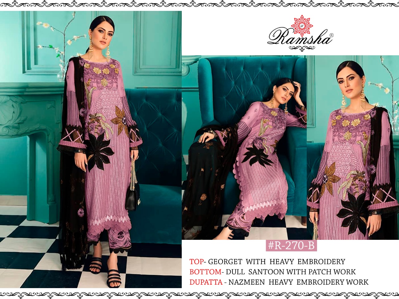 Ramsha RAMSHA R-270 B Salwar Kameez Georgget Singles