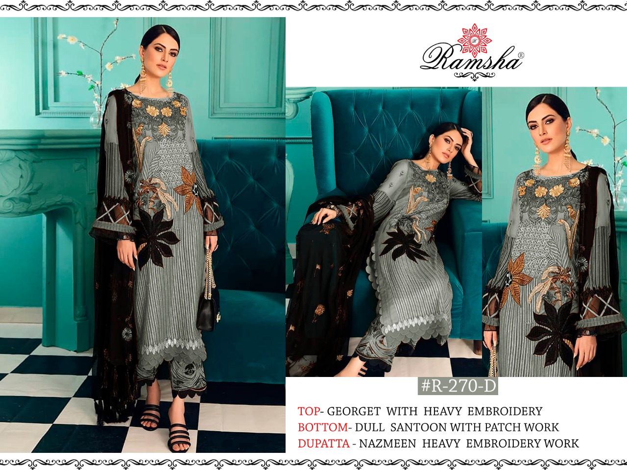 Ramsha RAMSHA R-270 D Salwar Kameez Georgget Singles