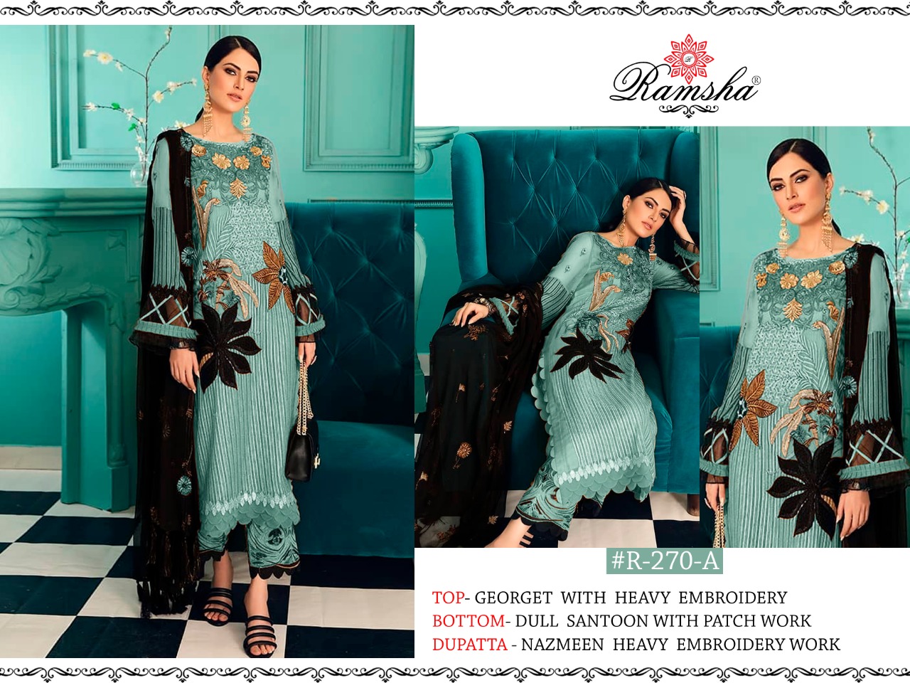 Ramsha  ramsha R-270 Salwar Kameez Georgget Singles