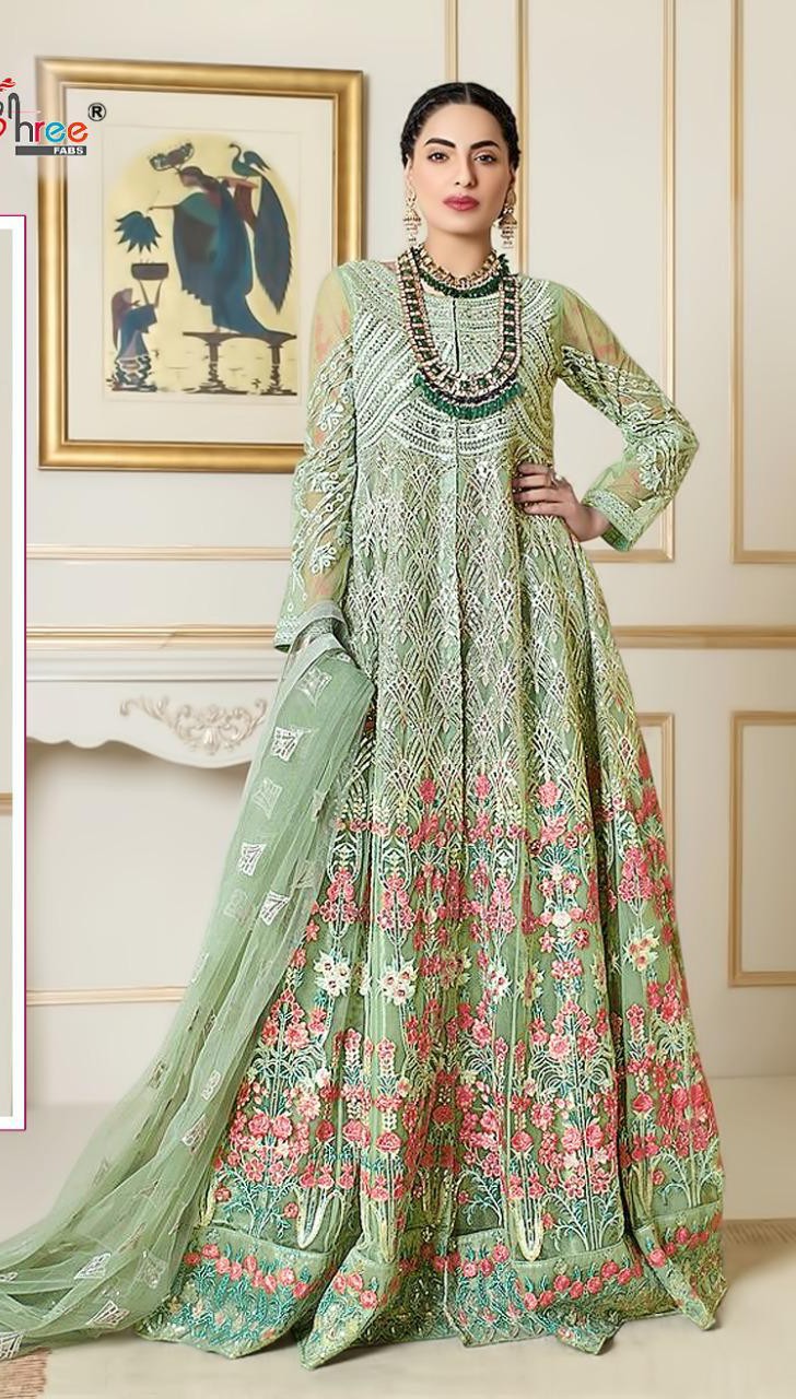 shree fabs  s 256 net elegant salwar suit singal