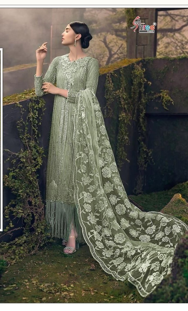 shree fab sana safinaz gold collection 2124 net elegant slawar suit singal