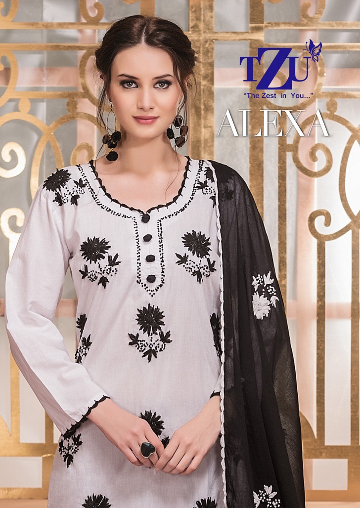 tzu alexa cotton gorgeous look kurti with bottom and dupatta catalog