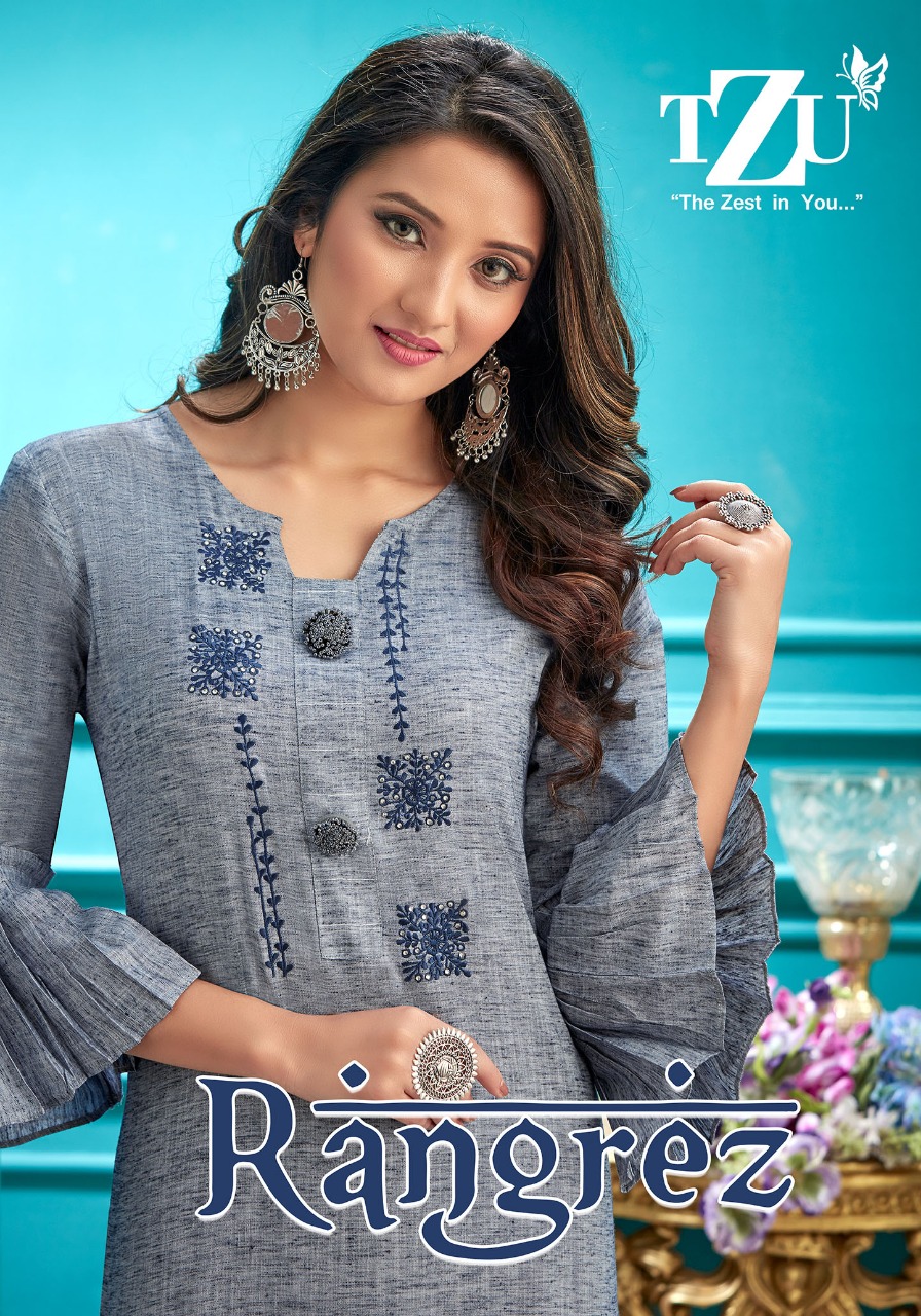 tzu rangrez cotton catchy look kurti with plazzo catalog