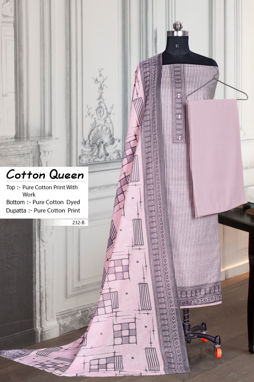 bipson cotton queen 232 cotton exclusive print salwar suit colour set