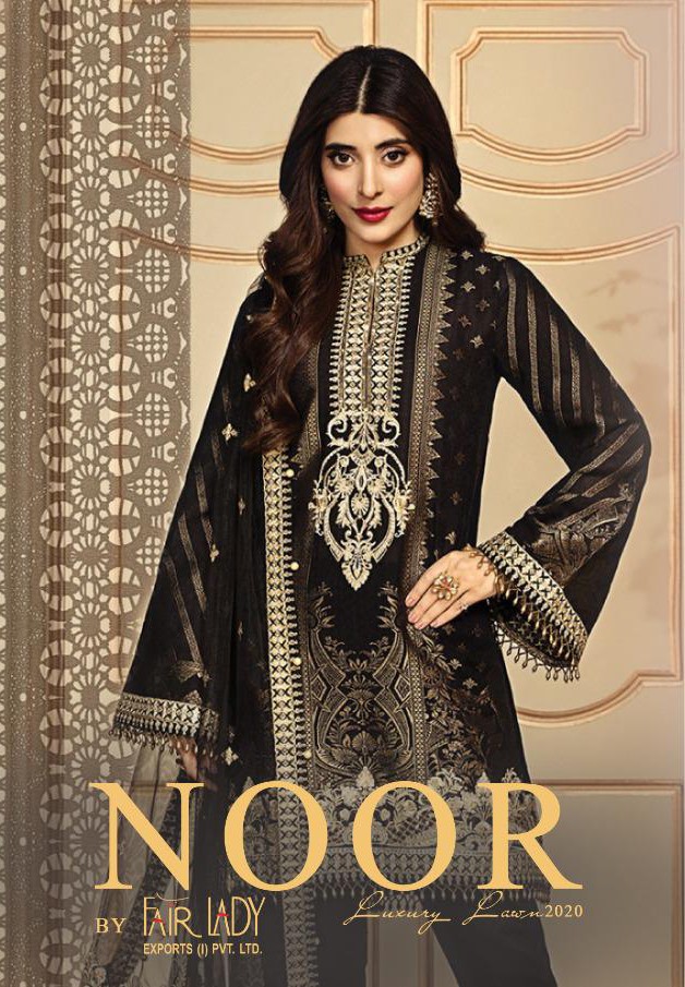 fair lady noor jam satin festive look salwar suit with chiffon dupatta catalog