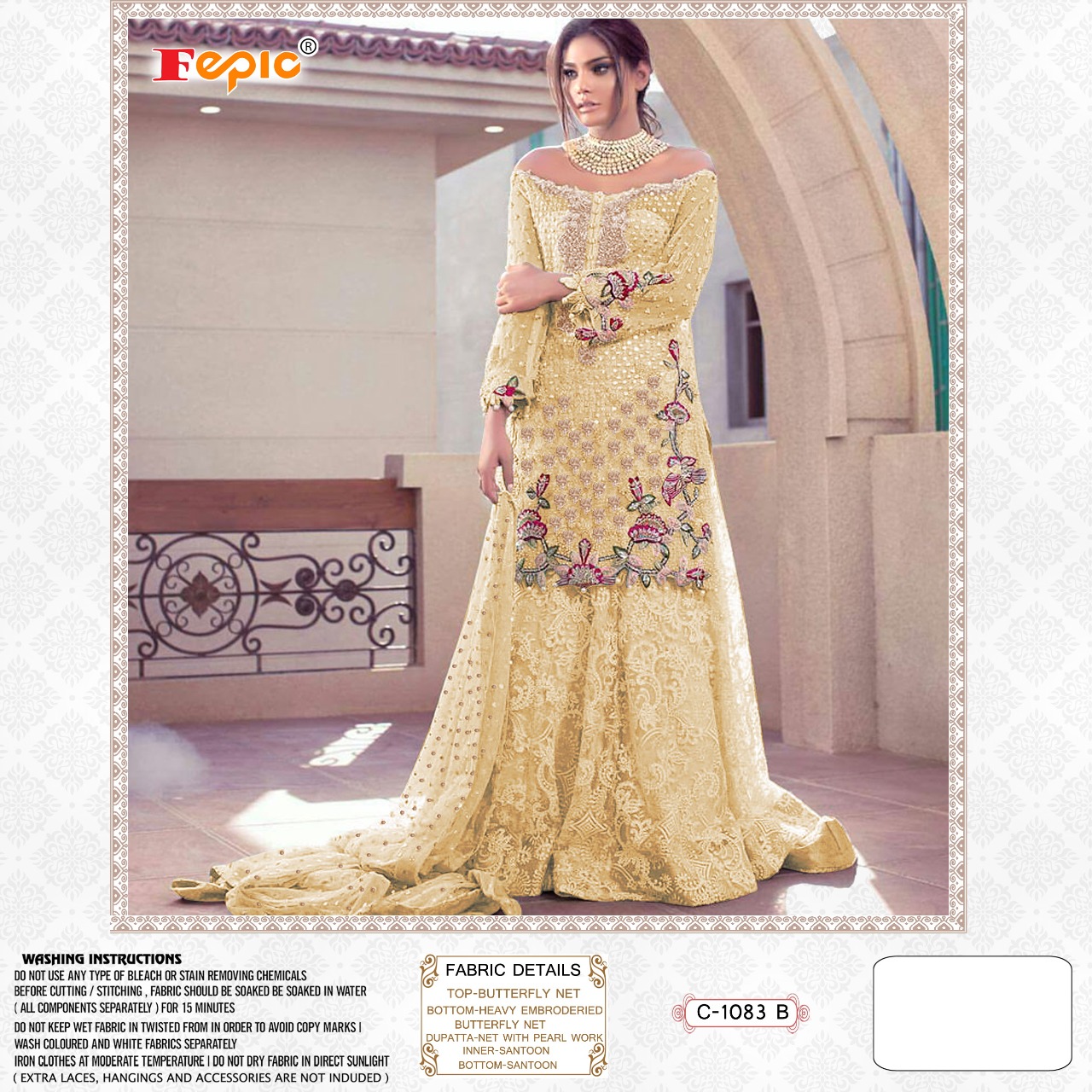 FEPIC ROSEMEEN  1083 B Salwar Kameez Butterfly net Singles