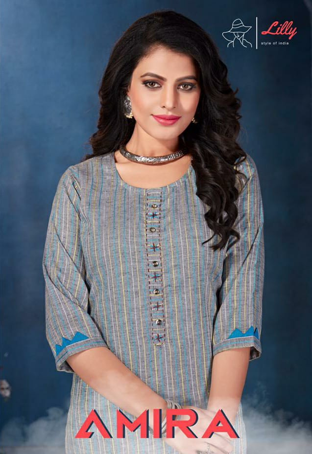 lilly style of india amira riyon classic trendy look kurti catalog