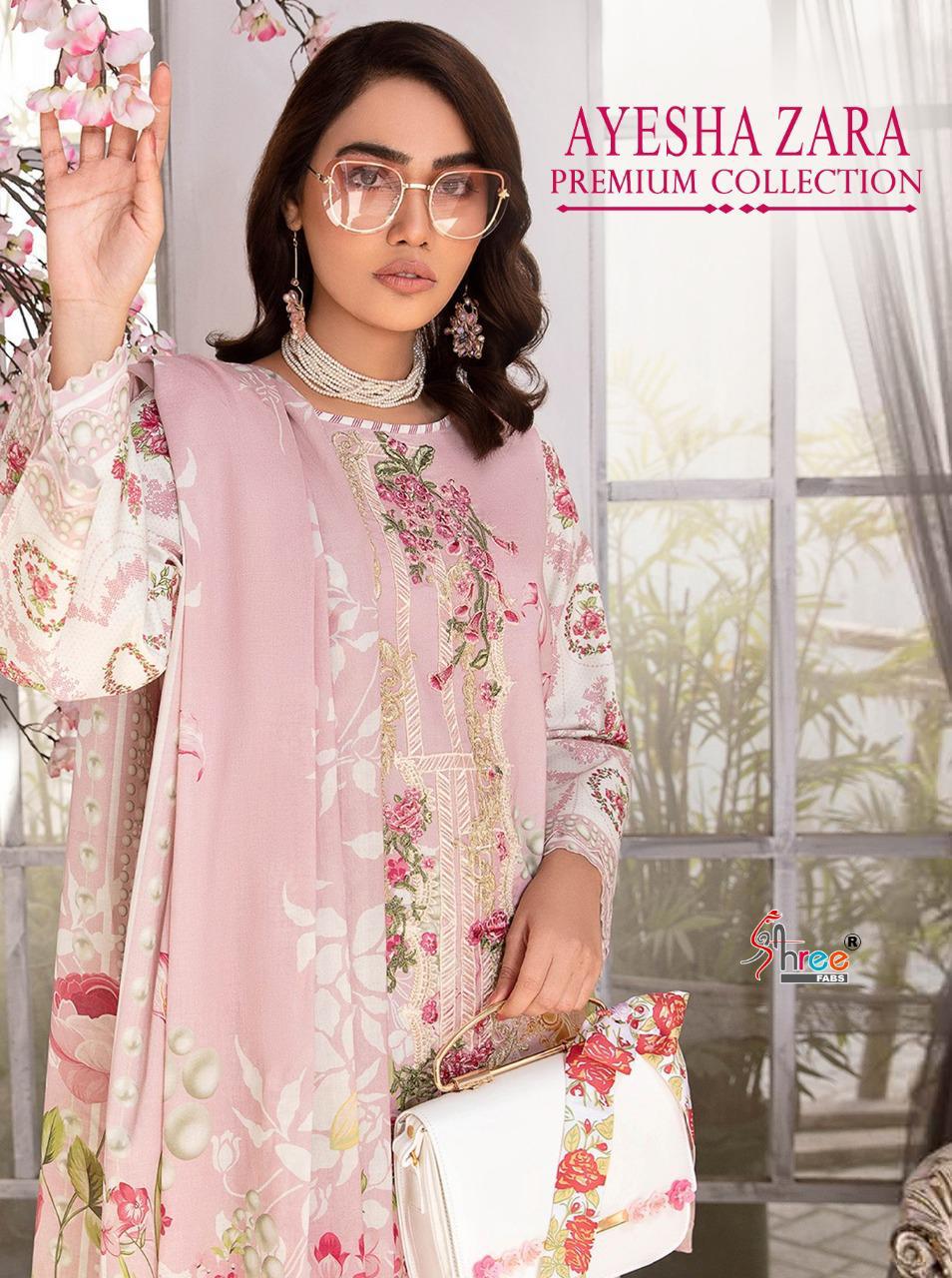 shree fab ayesha zara premium collection cotton catchy look salwar suit with cotton malmal dupatta catalog