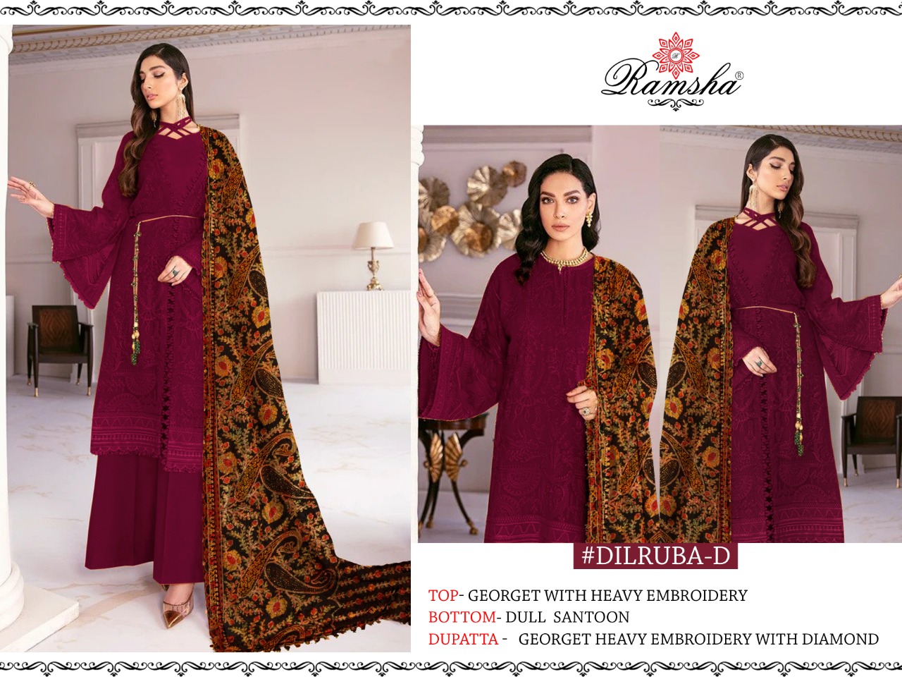 Ramsha  RAMSHA Dilruba D Salwar Kameez Georgget Singles