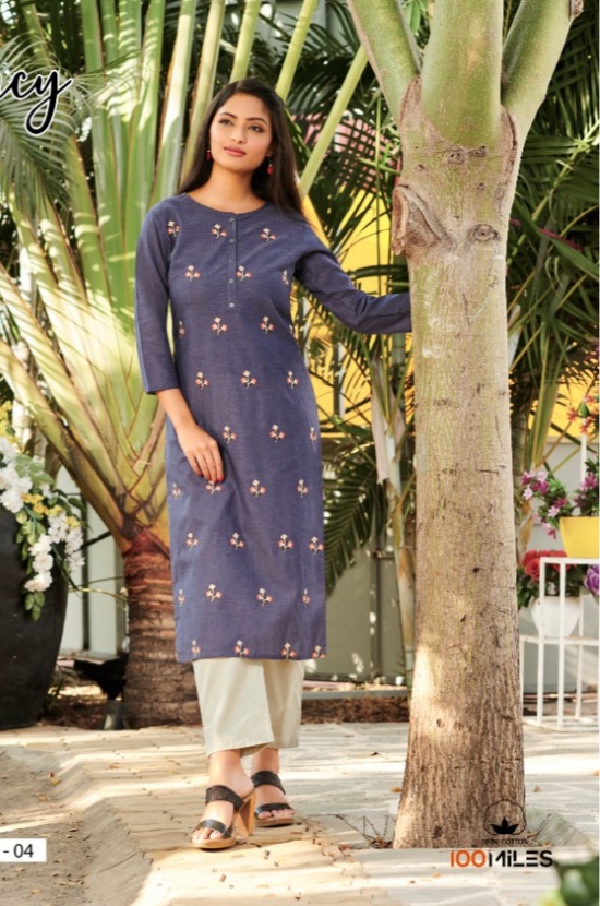 100 miles lucy cotton elegant look kurti catalog