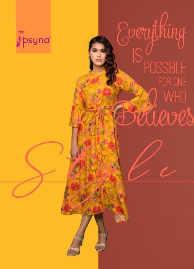 Psyna presents Pearl 6 rayon beautiful print Ankel Length Gowns catalog