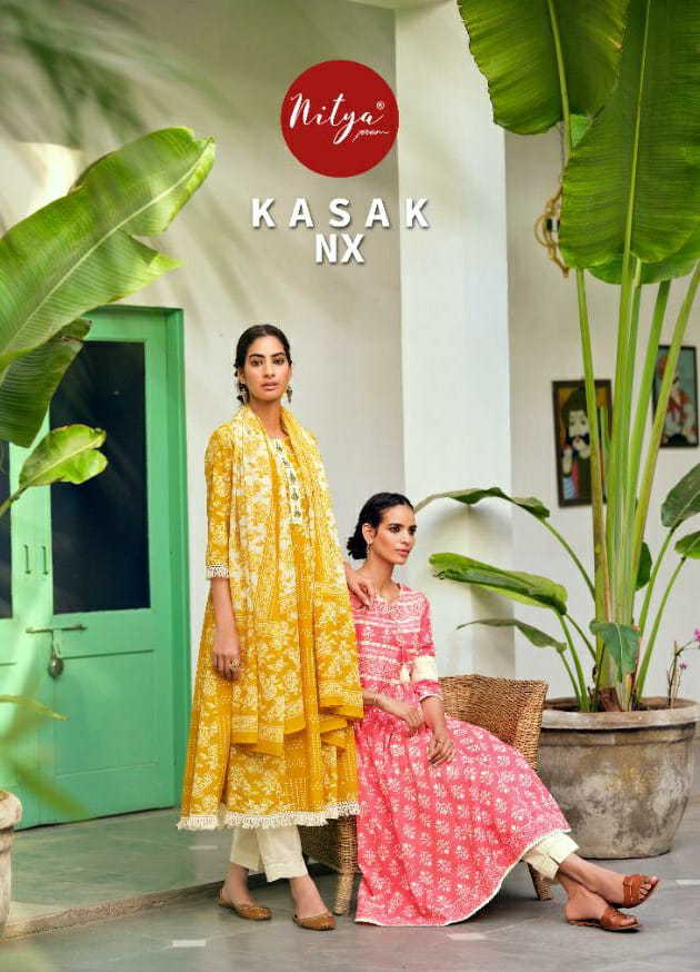 lt nitya kasak nx cotton attrective print top with bottom and dupatta catalog