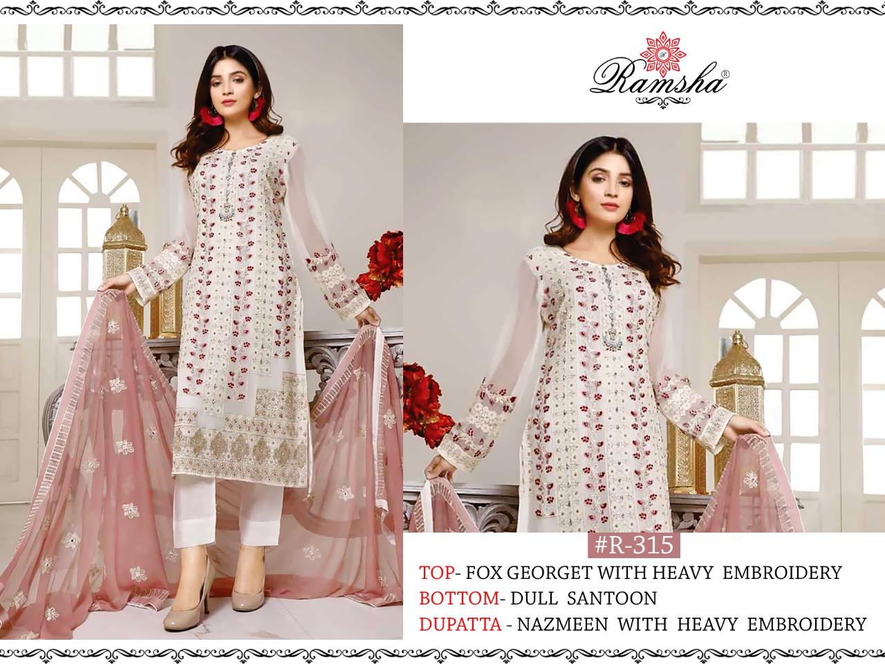 Ramsha RAMSHA R-315 Salwar Kameez Georgget Singles