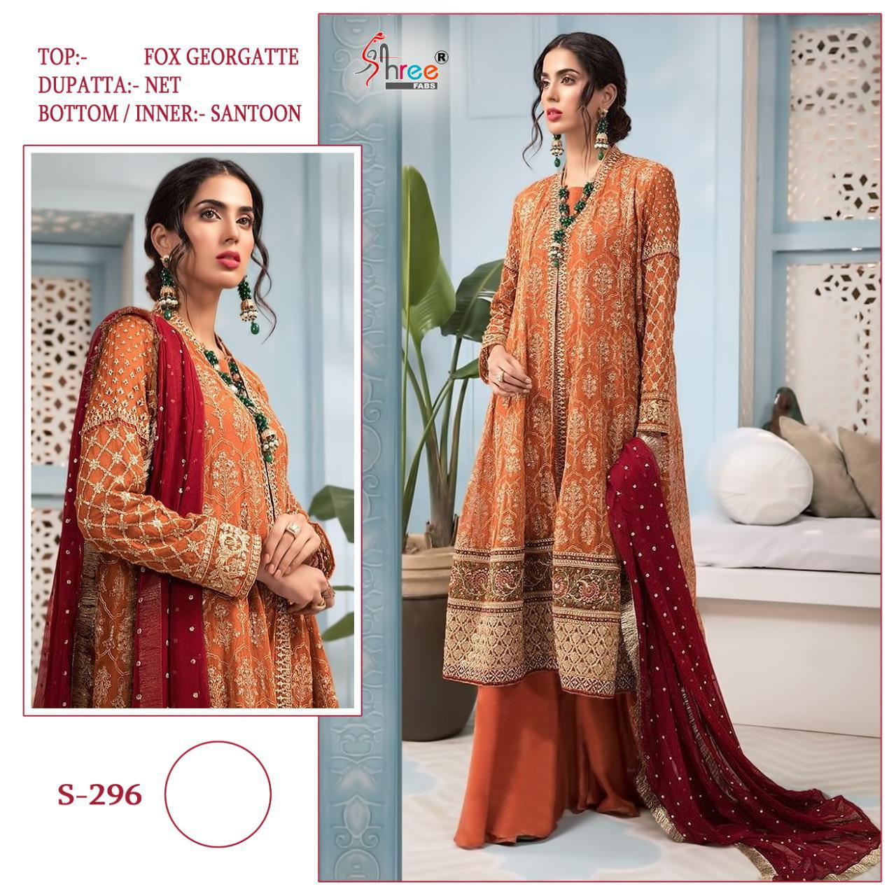 shree fab s 296 fox georrgatte elegant slawar suit singal